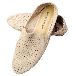 Lucky Brand Tan Light Pink/Tan Perforated Slip On Carthy Casual Loafers Size 7